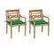 Chaises Batavia 2 PCs Avec Coussins Verts Bois De Teck Massif