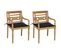 Chaises Batavia 2 PCs Avec Coussins Noirs Bois De Teck Massif