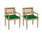 Chaises Batavia 2 PCs Avec Coussins Verts Bois De Teck Massif