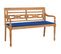 Banc Batavia Avec Coussin Bleu Royal 120 Cm Bois De Teck Massif