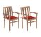 Chaises De Jardin 2 PCs Avec Coussins Rouge Bois De Teck Massif