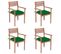 Chaises De Jardin 4 PCs Avec Coussins Vert Bois De Teck Solide