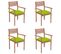 Chaises De Jardin 4 PCs Avec Coussins Vert Vif Bois De Teck