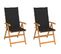 Chaises De Jardin 2 PCs Avec Coussins Noir Bois De Teck Massif