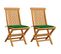 Chaises De Jardin Avec Coussins Vert 2 PCs Bois De Teck Massif