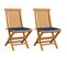 Chaises De Jardin Avec Coussins Bleu Royal 2 PCs Bois De Teck