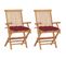 Chaises De Jardin Avec Coussins Rouge Bordeaux 2pcs Teck Massif