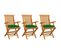 Chaises De Jardin Avec Coussins Vert 3 PCs Bois De Teck Massif