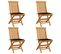 Chaises De Jardin Avec Coussins Noir 4 PCs Bois De Teck Massif