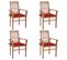 Chaises À Dîner 4 PCs Avec Coussins Rouge Bois De Teck Solide