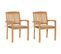 Chaises De Jardin 2 PCs Avec Coussins Beige Bois De Teck Massif