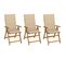 Chaises Pliables De Jardin 3 PCs Avec Coussins Bois D'acacia