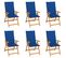 Chaises de jardin lot de 6 avec coussins bleu royal Bois teck