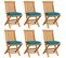 Chaises De Jardin Avec Coussins Bleu Clair 6 PCs Bois De Teck