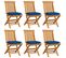 Chaises De Jardin Avec Coussins Bleu 6 PCs Bois De Teck Massif