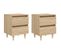 Tables De Chevet Pieds En Pin 2 PCs Chêne Sonoma 40x35x50 Cm