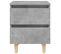 Tables De Chevet Pieds En Pin 2 PCs Gris Béton 40x35x50 Cm