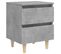 Tables De Chevet Pieds En Pin 2 PCs Gris Béton 40x35x50 Cm