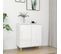 Vidaxl Buffet Avec Pieds En Bois Blanc Brillant 60x35x70 Cm Aggloméré Armoire Latérale De Rangement