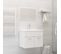 Ensemble Meuble Vasque 60 x 38,5 x 46 Cm - Vasque + Robinet + Miroir - Blanc