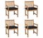 Chaises De Jardin 4 PCs Avec Coussins Noir Bois De Teck Solide