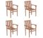 Chaises De Jardin Empilables Avec Coussins 4 PCs Teck Solide