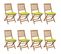 Chaises Pliables De Jardin 8 PCs Avec Coussins Bois D'acacia