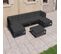 Salon De Jardin 7 PCs Avec Coussins Noir Bois De Pin Massif