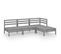 Salon De Jardin 4 PCs Bois De Pin Massif Gris