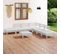 Salon De Jardin 8 PCs Bois De Pin Massif Blanc