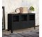 Buffet Industriel Noir 105x35x62 Cm Métal Et Verre