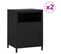 Tables De Chevet 2 PCs Noir 35x35x51 Cm Acier