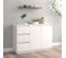 Buffet Blanc 111x34x75 Cm Bois Massif De Pin