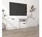 Meuble TV Blanc Brillant 140x35x40 Cm Bois Contreplaqué