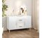 Buffet Blanc Brillant 100x36x60 Cm Bois Contreplaqué