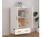 Buffet Blanc Brillant 70x31x115 Cm Bois Contreplaqué