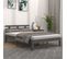 Cadre De Lit Gris Bois Massif 135x190 Cm Double