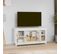 Meuble TV Blanc 103x36,5x52 Cm Bois De Pin Massif