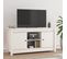 Meuble TV Blanc 103x36,5x52 Cm Bois De Pin Massif