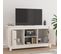 Meuble TV Blanc 103x36,5x52 Cm Bois De Pin Massif