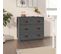 Commode Gris 80x40x75 Cm Bois Massif De Pin