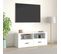 Meuble TV Blanc 100x35x40 Cm Bois Contreplaqué