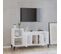 Meuble TV Blanc Brillant 100x35x55 Cm Bois Contreplaqué