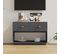 Meuble TV Gris 90x40x60 Cm Bois De Pin Massif