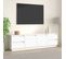 Meuble TV Blanc 176x37x47,5 Cm Bois De Pin Massif