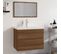 Ensemble Meuble Vasque 60 x 38,5 x 45 Cm - Vasque + Robinet + Miroir - Bois