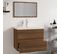 Ensemble Meuble Vasque 60 x 38,5 x 45 Cm - Vasque + Robinet + Miroir - Bois