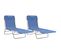 Chaises Longues Pliables 2 PCs Bleu Textilène Et Acier