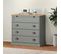 Commode Vigo Gris 80x40x76 Cm Bois Massif De Pin