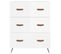 Commode Blanc Brillant 69,5 X 34 X 90 Cm Bois Contreplaqué